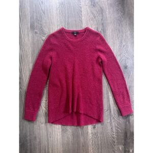 J. Crew Crewneck Sweater XXS Berry Pink Alpaca Merino Wool Blend High-Low Exc